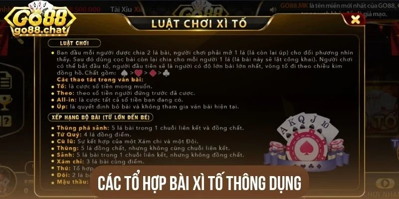 Các tổ hợp bài xì tố thông dụng