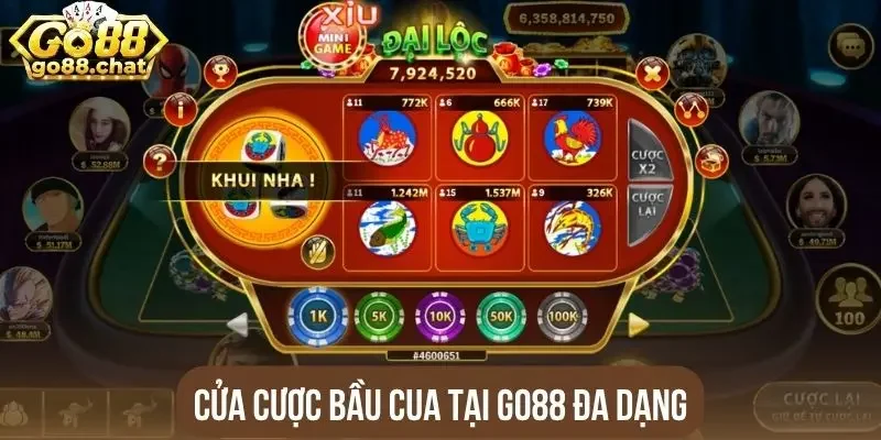 Cửa cược bầu cua tại Go88 đa dạng