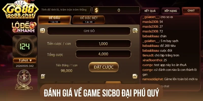 Đánh giá về game Sicbo đại phú quý