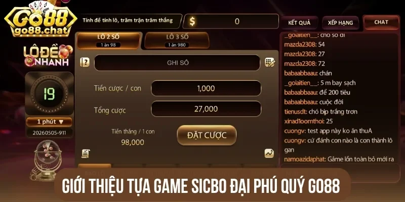 Giới thiệu tựa game Sicbo đại phú quý Go88