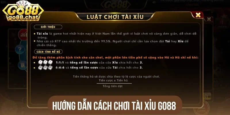 Hướng dẫn cách chơi tài xỉu Go88 