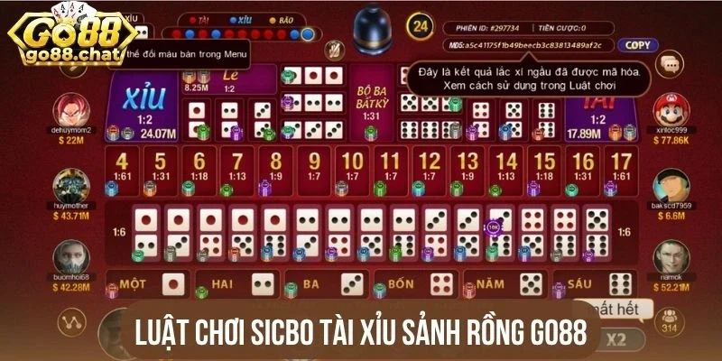 Luật chơi Sicbo tài xỉu sảnh rồng Go88