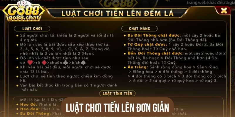 Luật chơi tiến lên đơn giản