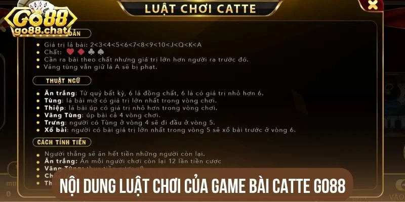 Nội dung luật chơi của game bài Catte Go88
