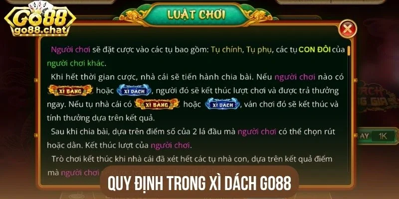 Quy định trong Xì dách Go88
