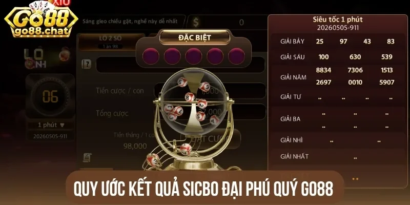 Quy ước kết quả Sicbo đại phú quý Go88