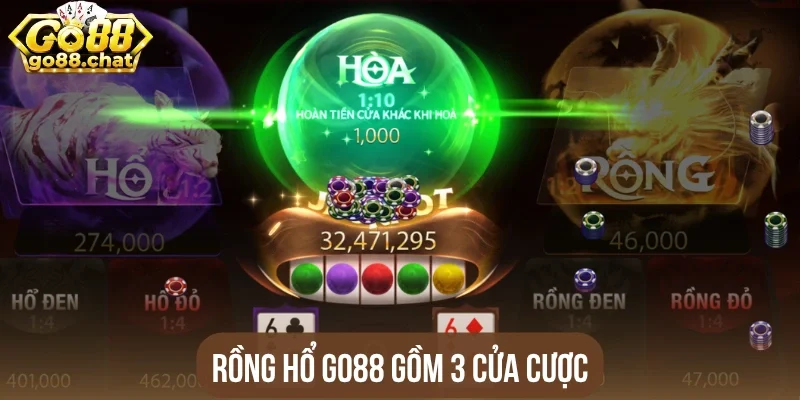 Rồng hổ Go88 gồm 3 cửa cược