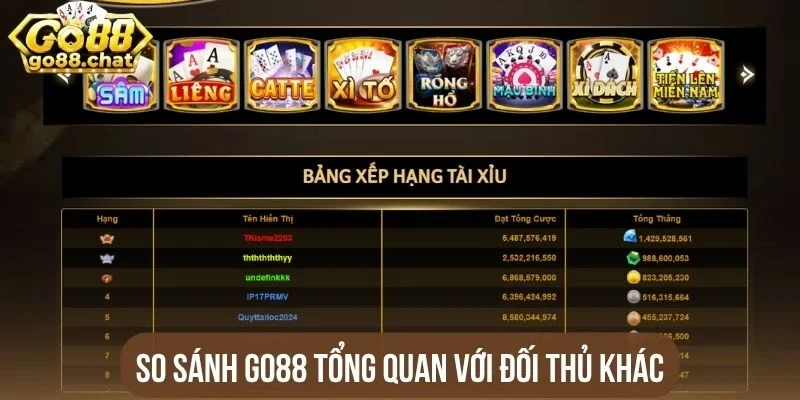 So sánh Go88 tổng quan với đối thủ khác