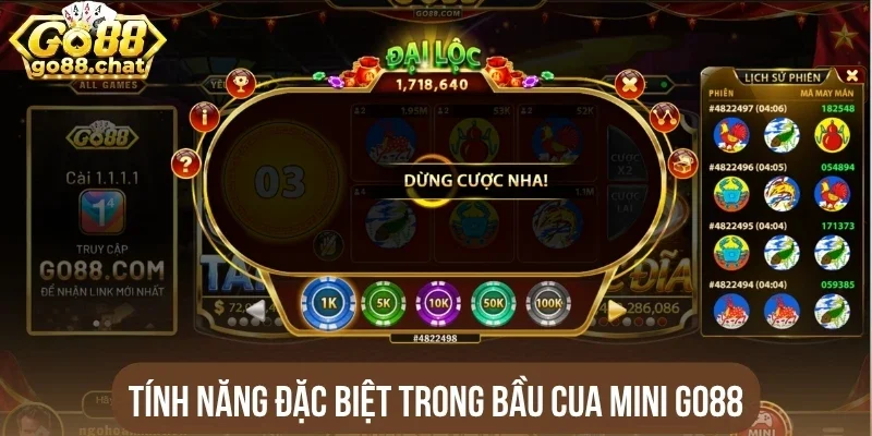 Tính năng đặc biệt trong Bầu cua mini Go88