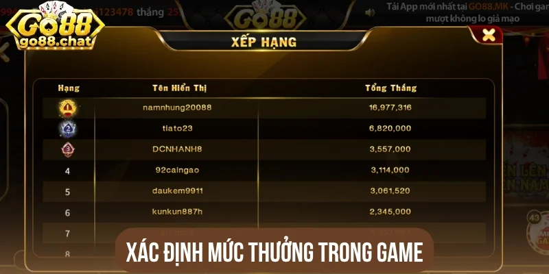 Xác định mức thưởng trong game